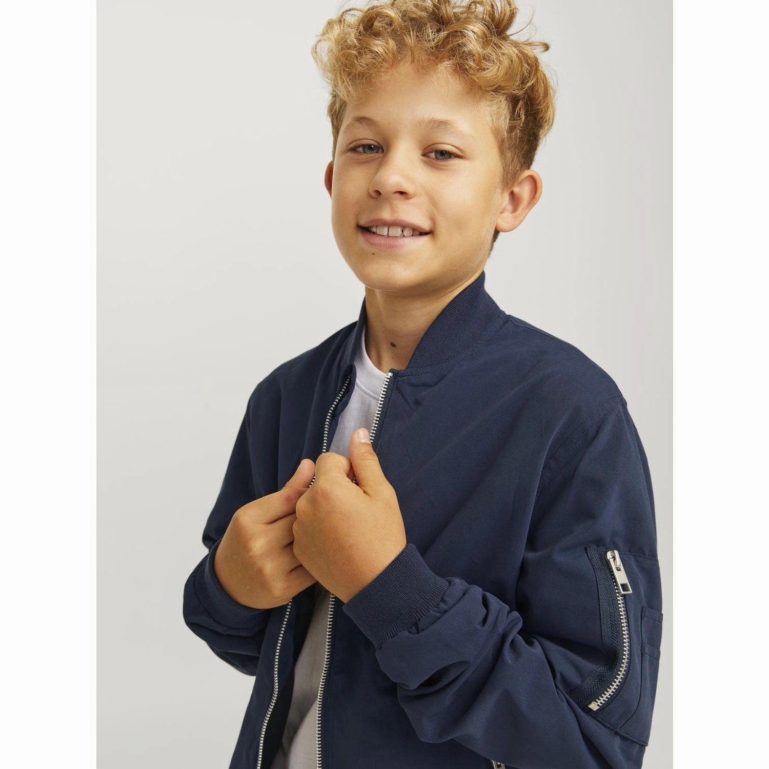 Jack & Jones Junior Navy Blazer Rush Bomber Jacket Noos Modular Layering Compatibility