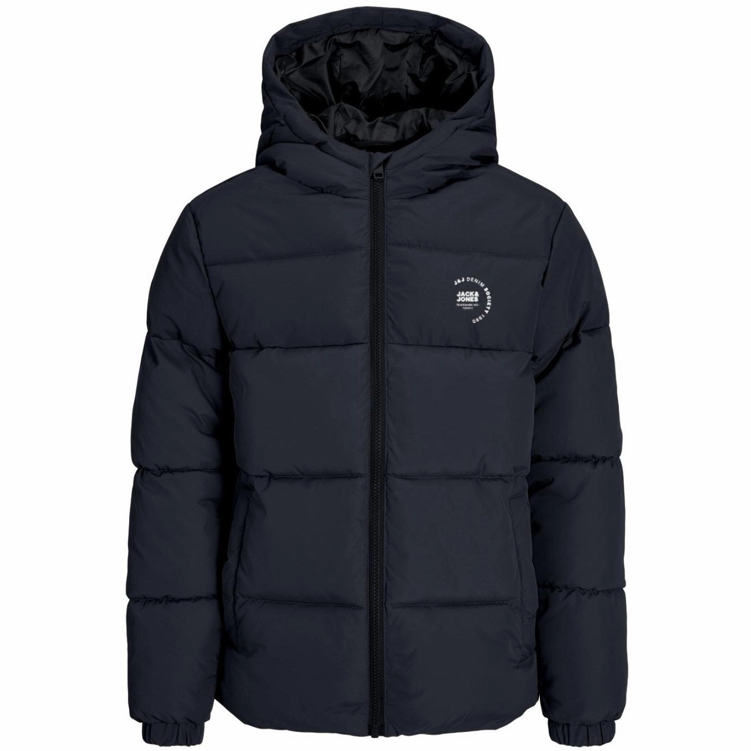 Street Comfort Fit Non Restrictive Armholes Jack & Jones Junior Sky Captain White Logo Jjmaze Logo Puffer Hood Jnr