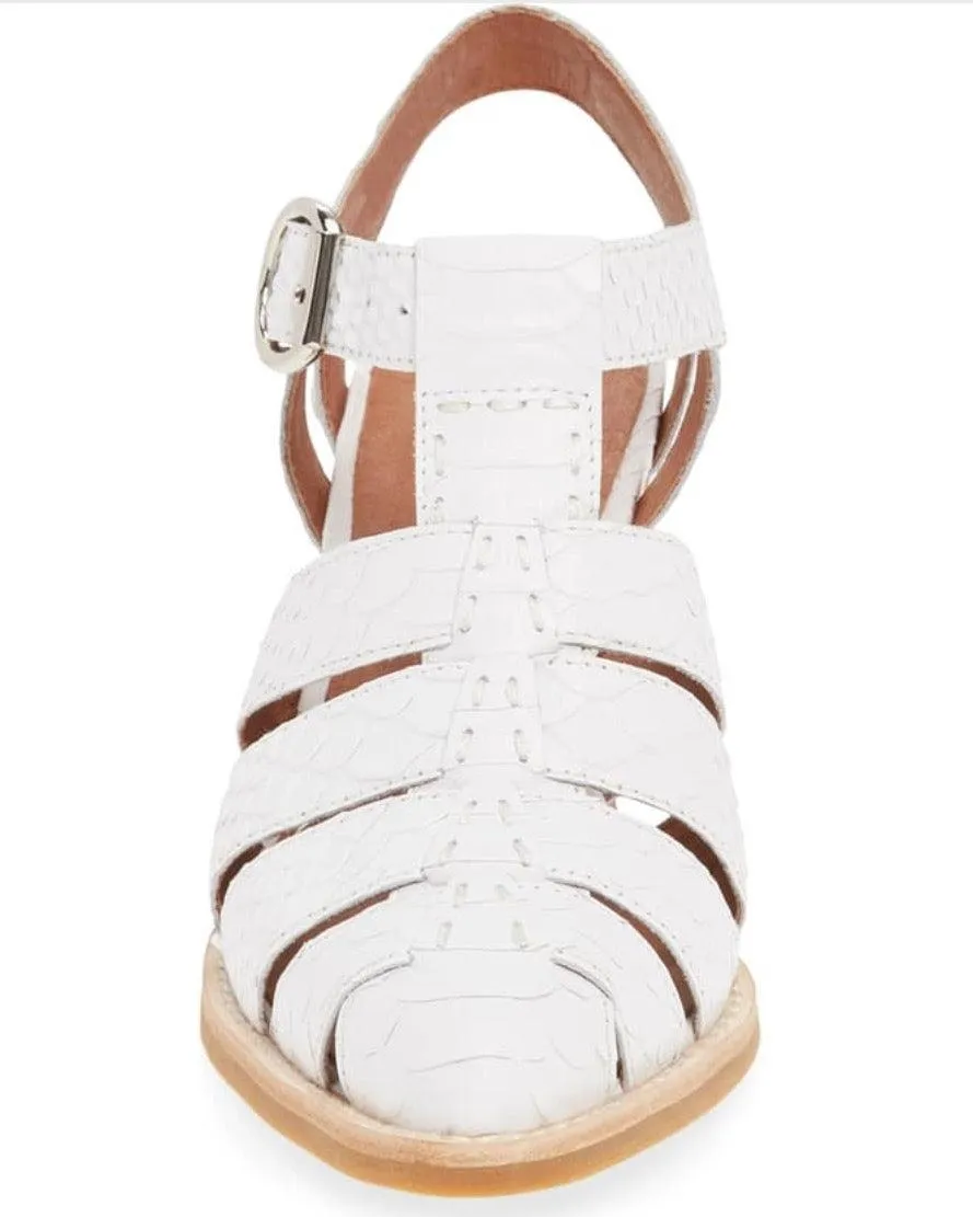 Jeffrey Campbell Leather White Angora Matte Sandals