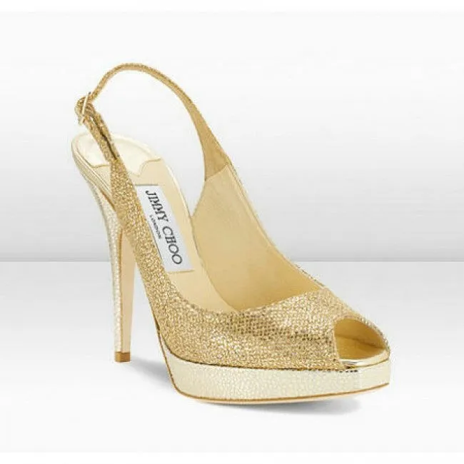 JIMMY CHOO CLUE GLITTER SLINGBACK PEEP TOE PUMPS