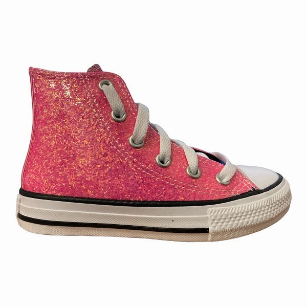 Converse scarpa sneakers da ragazza Chuck Taylor All Star Glitter  672098C rosa nero late evening running Urban