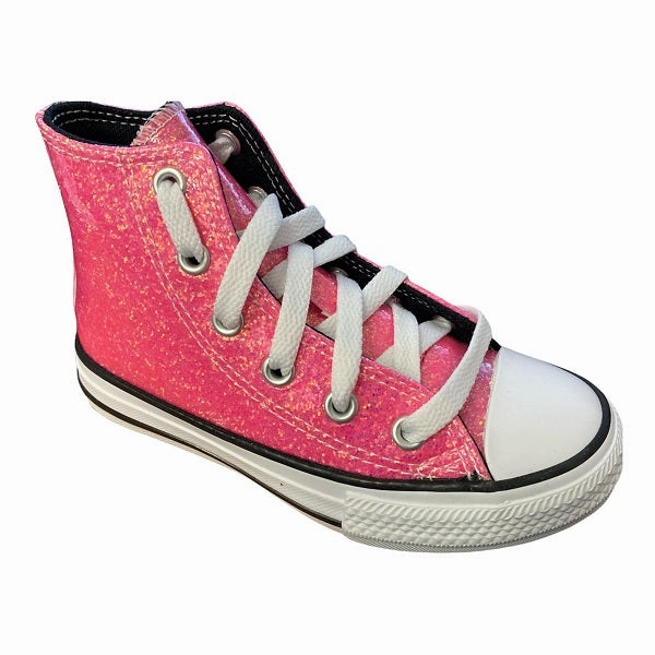 Converse scarpa sneakers da ragazza Chuck Taylor All Star Glitter  672098C rosa nero basketball - compatible shoes