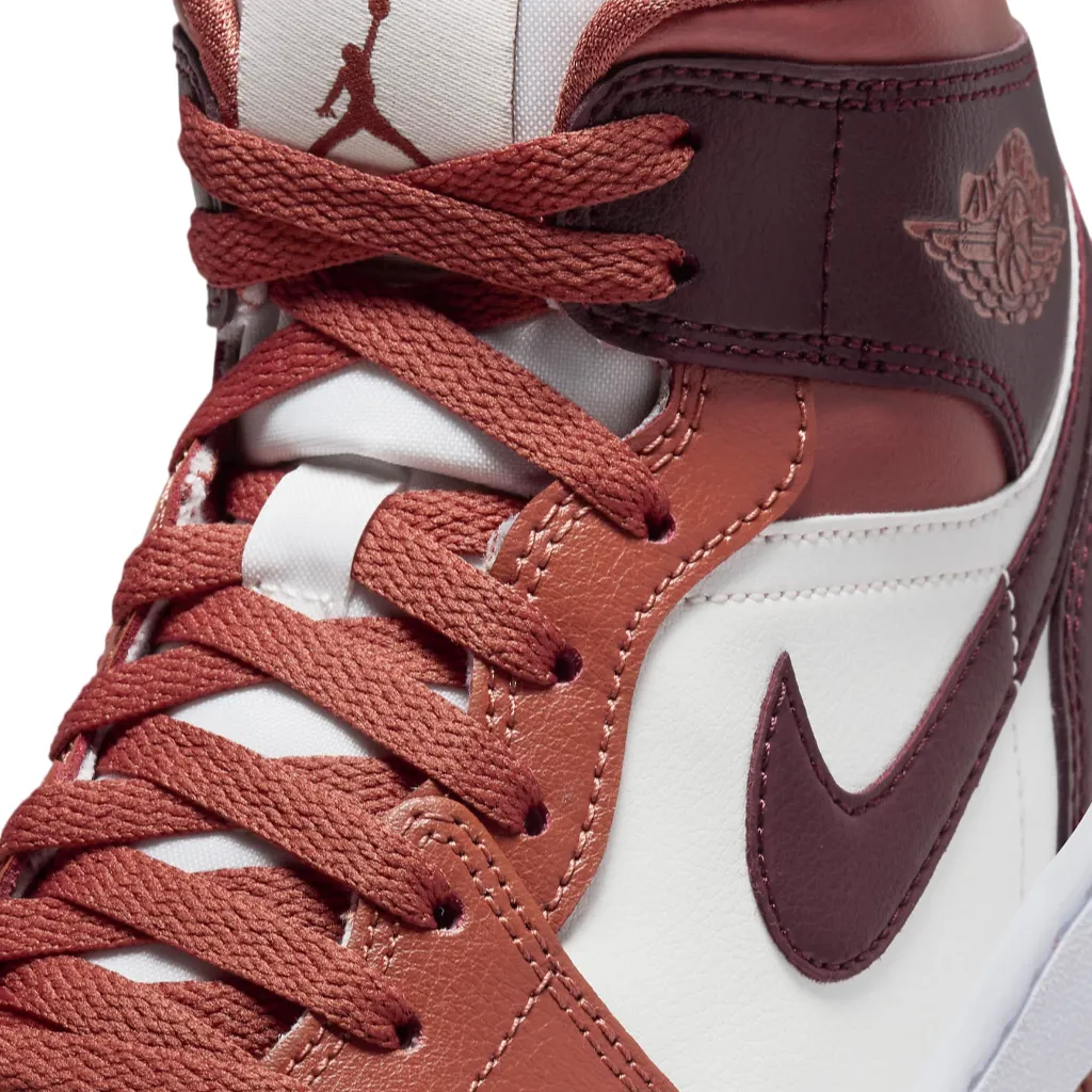 Tuned Rebound Technology Jordan scarpa sneakers da adulto Air Jordan 1 Mid BQ6472 200 pesca-bianco-mattone