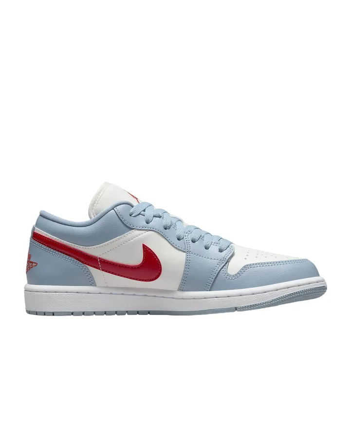 Jordan scarpa sneakers da donna Air Jordan 1 Low DC0774-164 blu grigio-bianco-rosso Enhanced Stability Control Noon