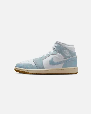 high - cut Jordan Women's Air Jordan 1 Mid SE "Denim" Blue/Gum