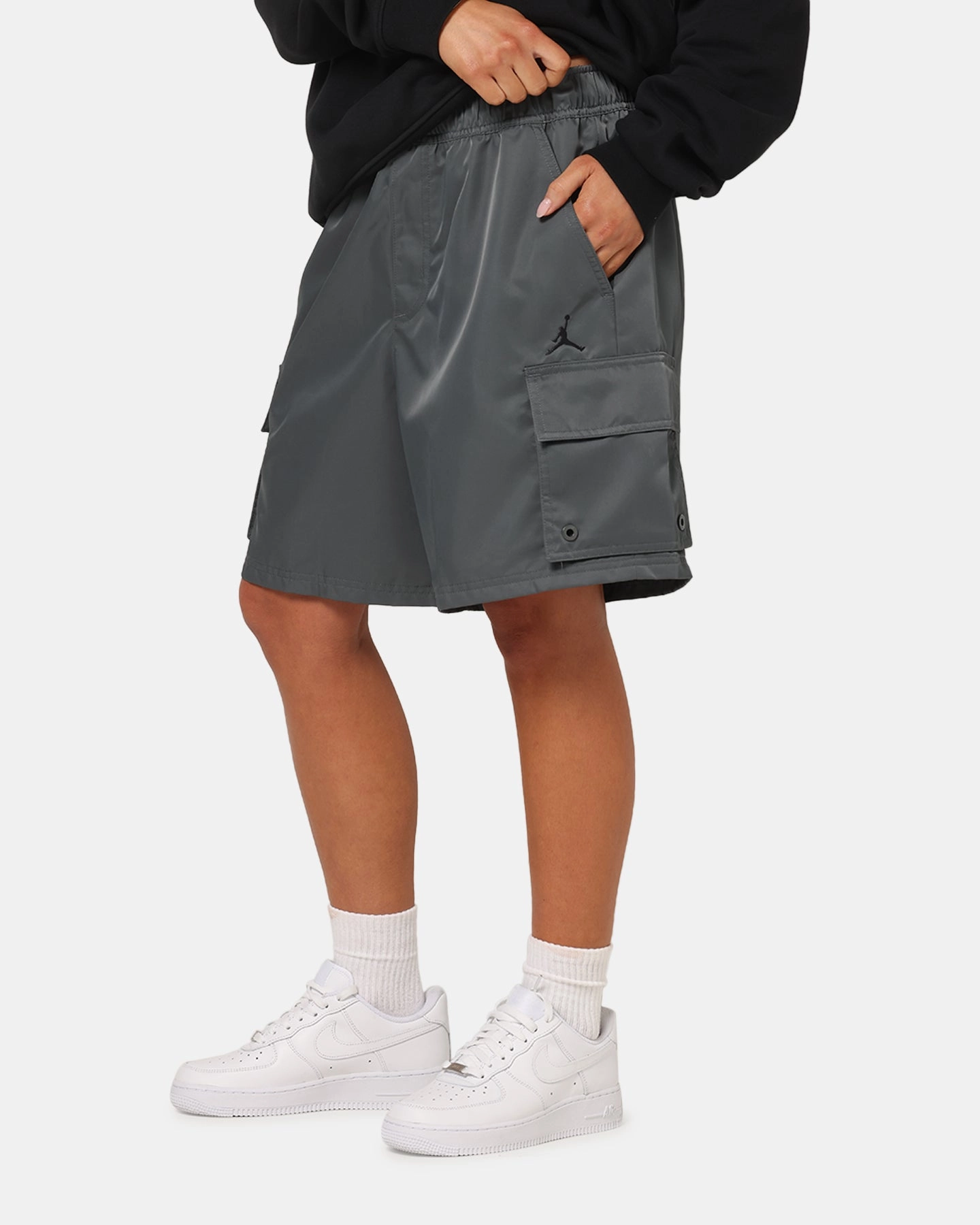 Soft Brush Lining Sporty Fit Design Jordan Brooklyn Cargo Shorts Iron Grey