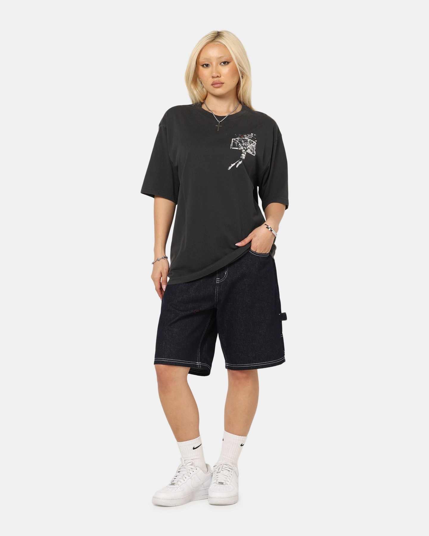 Zero Waste Production Jordan Brooklyn Shattered Back Board Oversized Graphic T-Shirt Off Noir/Sail