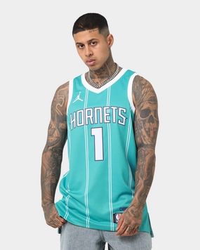 Jordan Charlotte Hornets LaMelo Ball #1 Icon Swingman 22/23 Jersey Rapid Teal Neutral Style Lightweight Fit