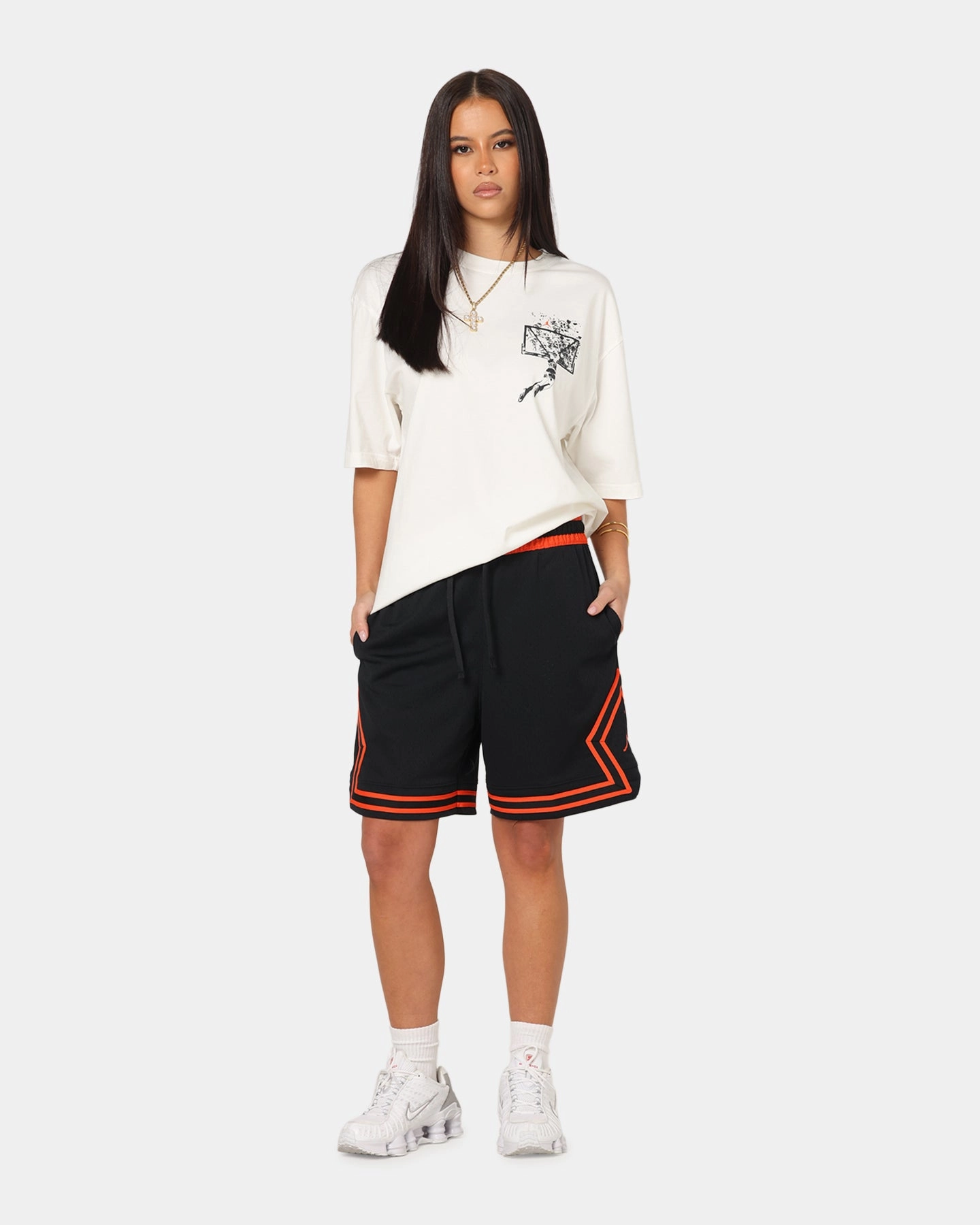 Jordan Dri-FIT Mesh Diamond Shorts Black/Orange Smart Layer