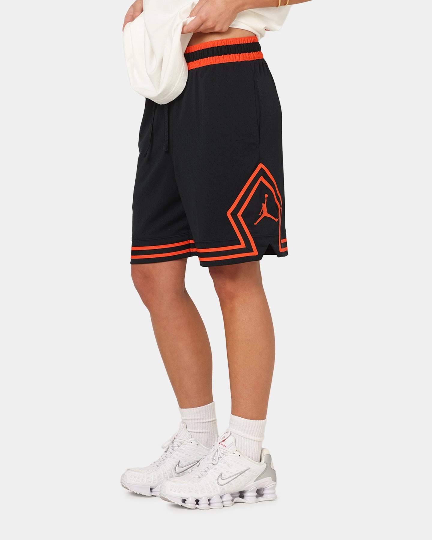 Neutral Tone Effortless Layer Jordan Dri-FIT Mesh Diamond Shorts Black/Orange