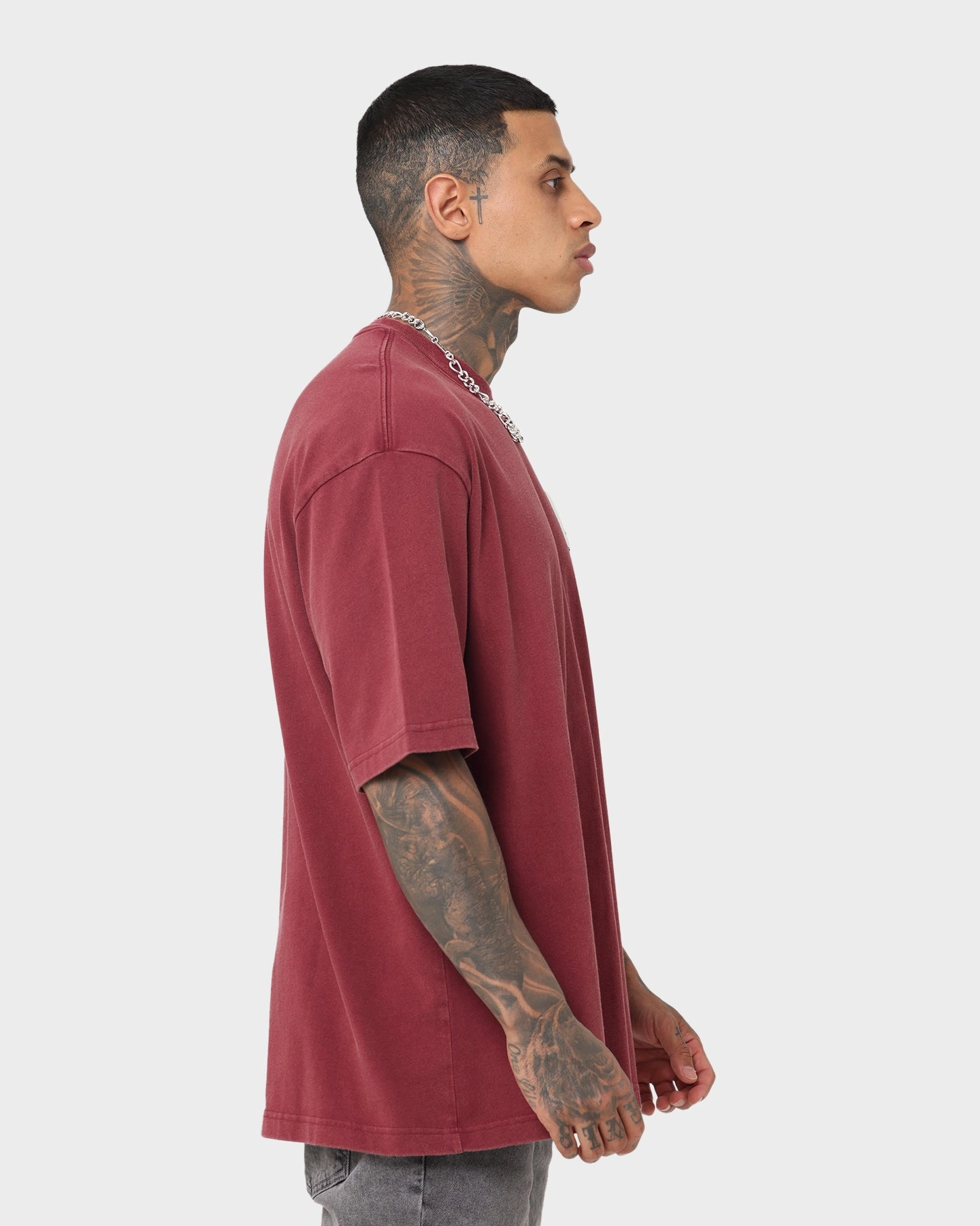 Smooth Seam Technology Jordan Flight Essential Oversized Washed T-Shirt Cherrywood Red