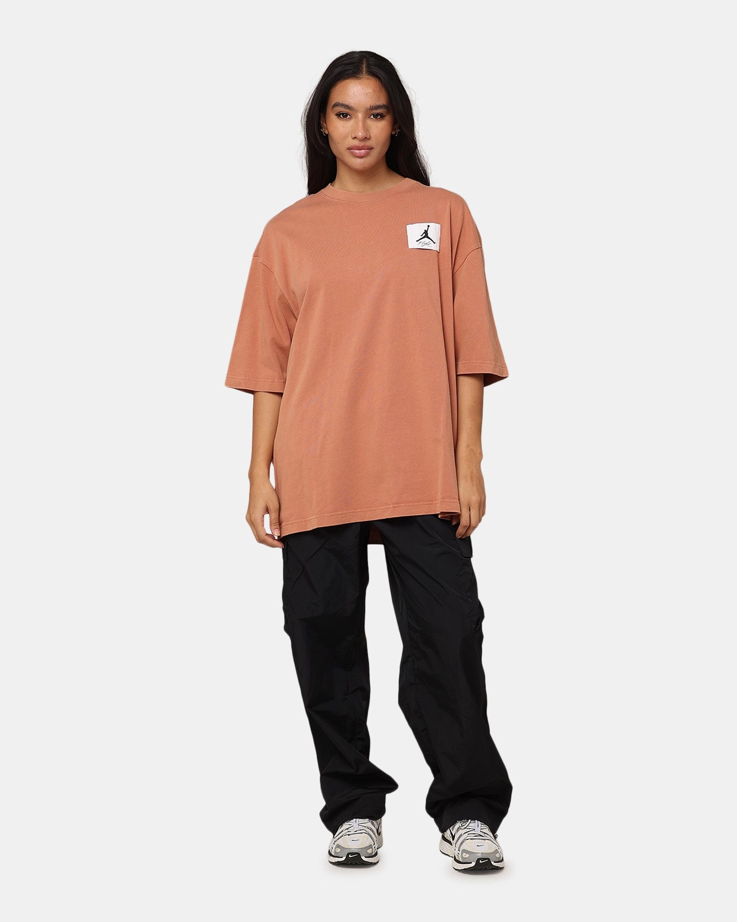 Stone Wash Process Summer Wardrobe Jordan Flight Essentials Oversized Crewneck T-Shirt Sky J Orange