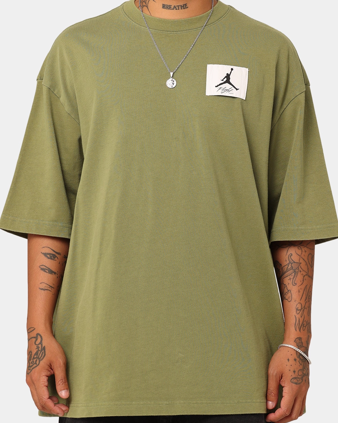 Jordan Flight Essentials Oversized T-Shirt Sky J Light Olive Bold Statement Street Style Trend