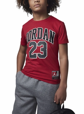 Jordan maglietta manica corta da ragazzo Practice Flight 95A088-R78 rosso Stretch Jersey Knit Soft Finish