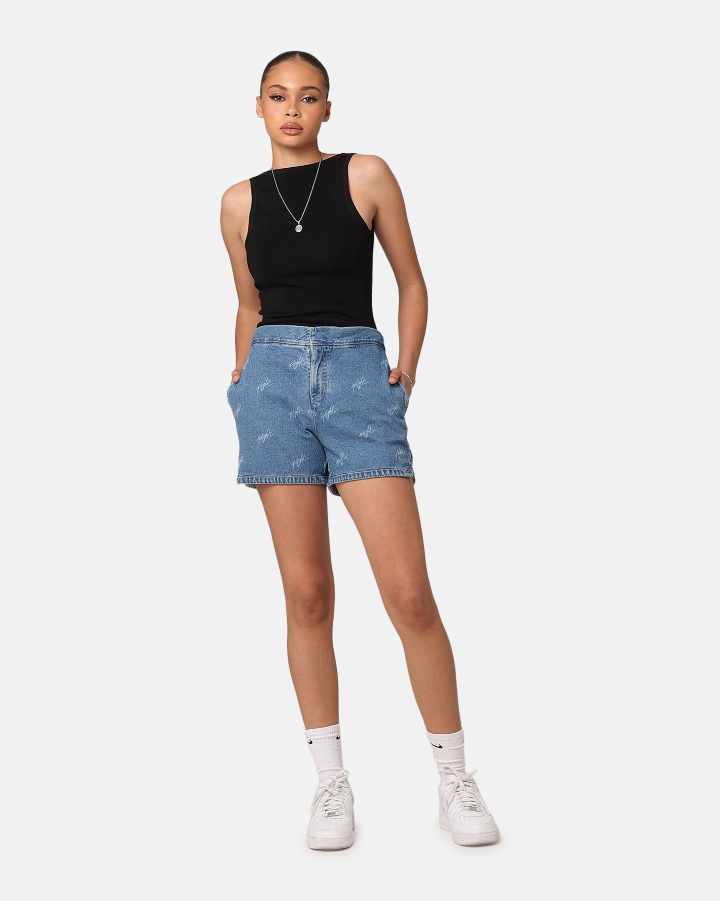 Solid shade Versatile Comfort Wear Jordan Women's Woven Denim Shorts Stone Blue