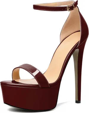 Joseywade Women's Platform Stiletto High Heel Sandals Open Toe Heels Sky High Heels 6 Inch One Strap Pump Shoes