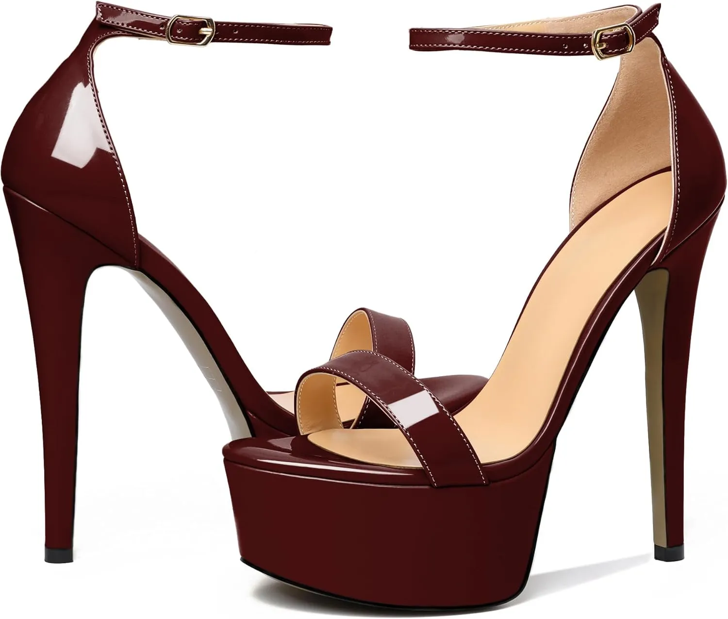 Joseywade Women's Platform Stiletto High Heel Sandals Open Toe Heels Sky High Heels 6 Inch One Strap Pump Shoes