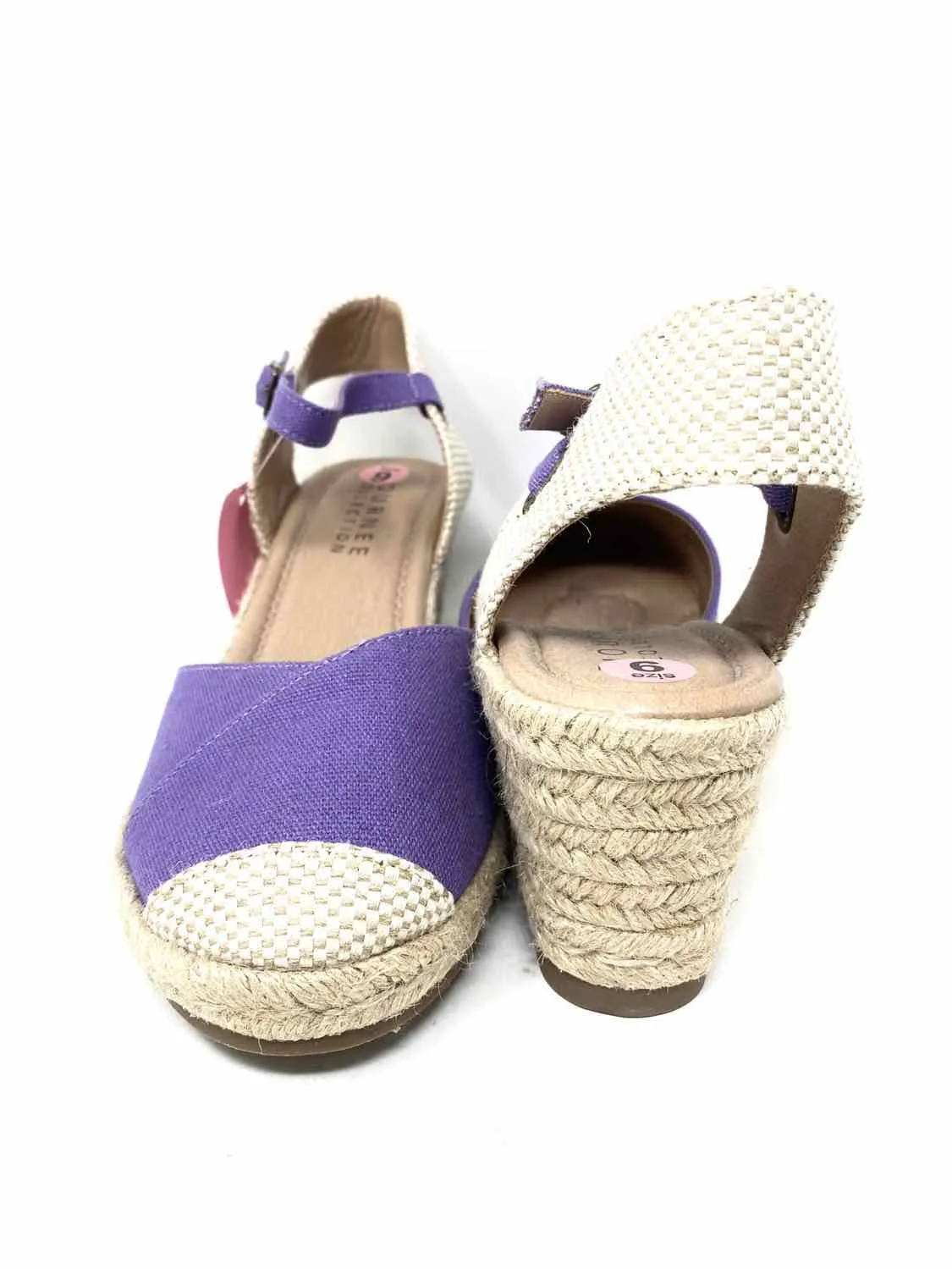Journee Collection Women's Purple/Beige Wedge Espadrille Size 9 Sandals