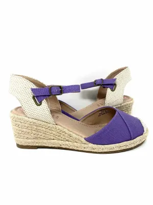 Journee Collection Women's Purple/Beige Wedge Espadrille Size 9 Sandals