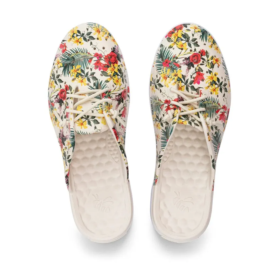 Joybees Women's Weekend Slip On Mules- Bone/ Tropical Floral