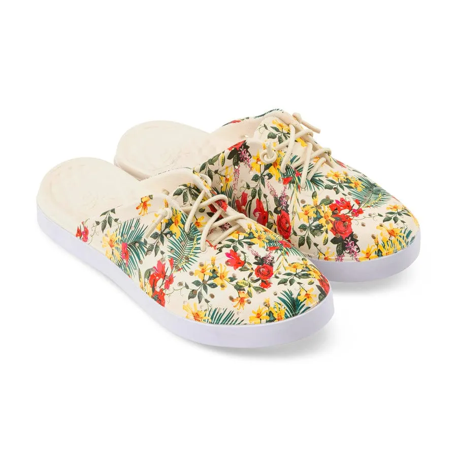 Joybees Women's Weekend Slip On Mules- Bone/ Tropical Floral