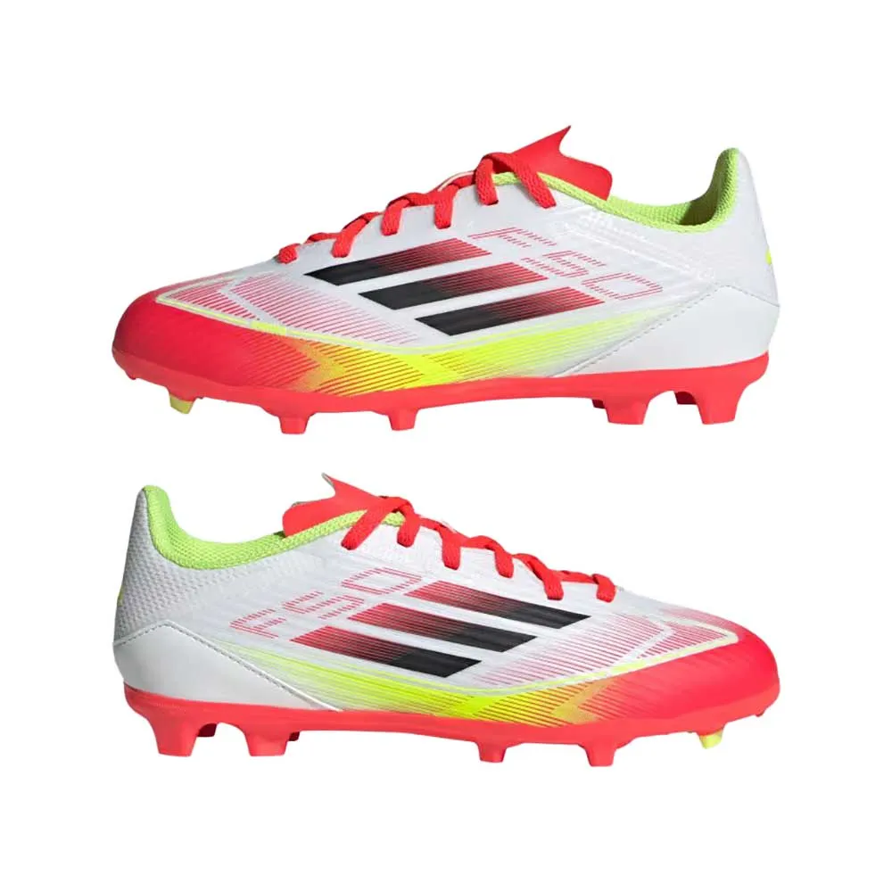 JR F50 League FG Soccer Cleat - Cloud White/Core Black/Solar Yellow - Regular (D)
