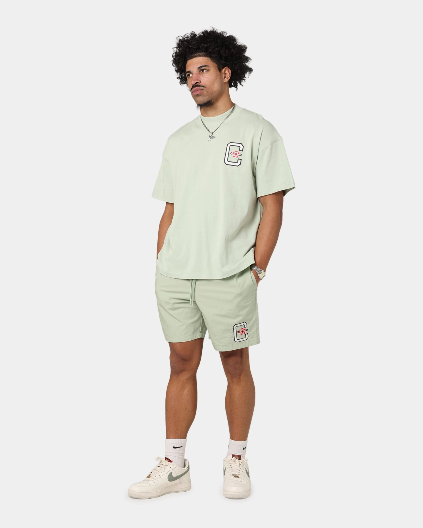 Pullover Carre Rose Oversized T-Shirt Sage