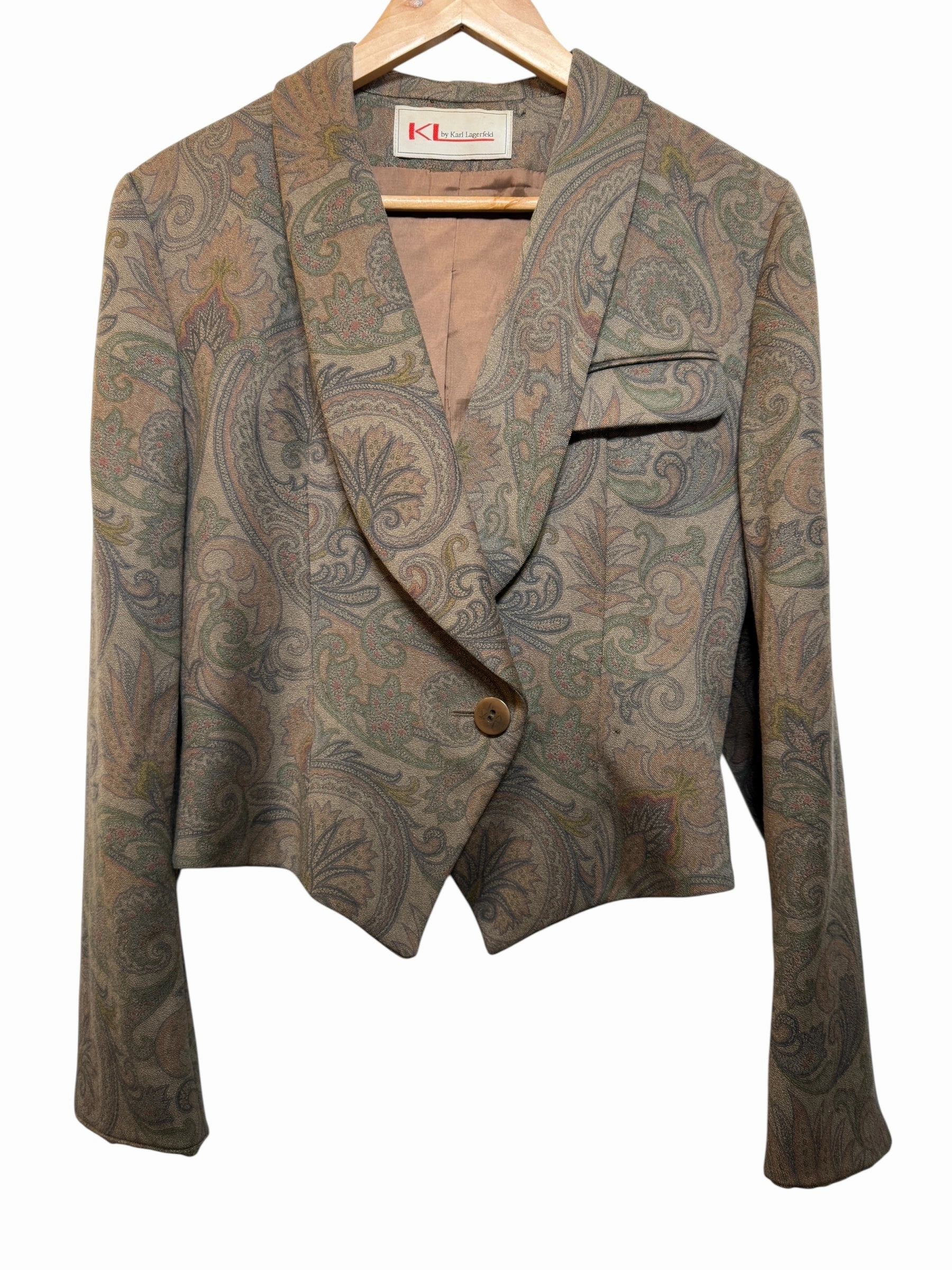 Wind Resistant Karl Lagerfeld Moss Short Blazer (Size L)
