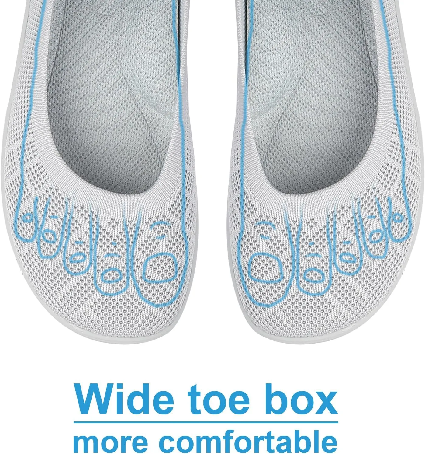 KBZone Womens Flat Shoes Round Toe Knit Ballet Flat Comfort Dressy Flat Walking Shoes