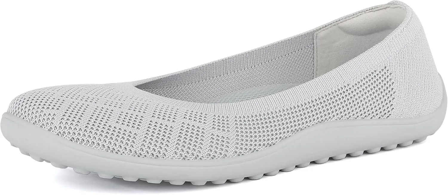 KBZone Womens Flat Shoes Round Toe Knit Ballet Flat Comfort Dressy Flat Walking Shoes