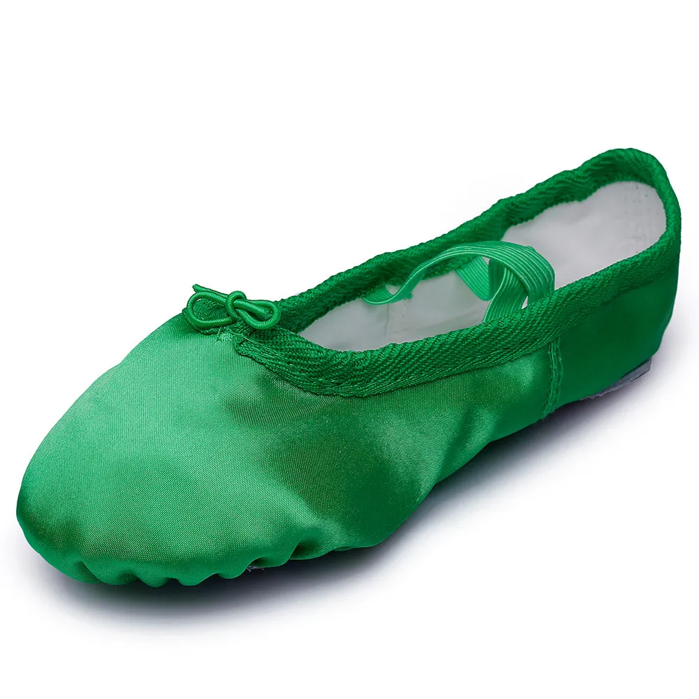 Kid Girl's Satin Practice Ballet Slipper Yoga Shoe