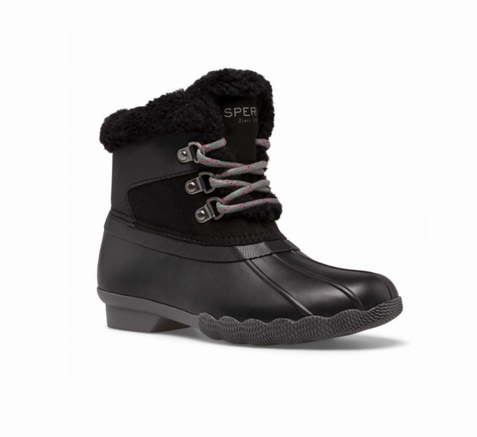 Kid's Alpine Saltwater Boot In Black Flexible Rubber Sole
