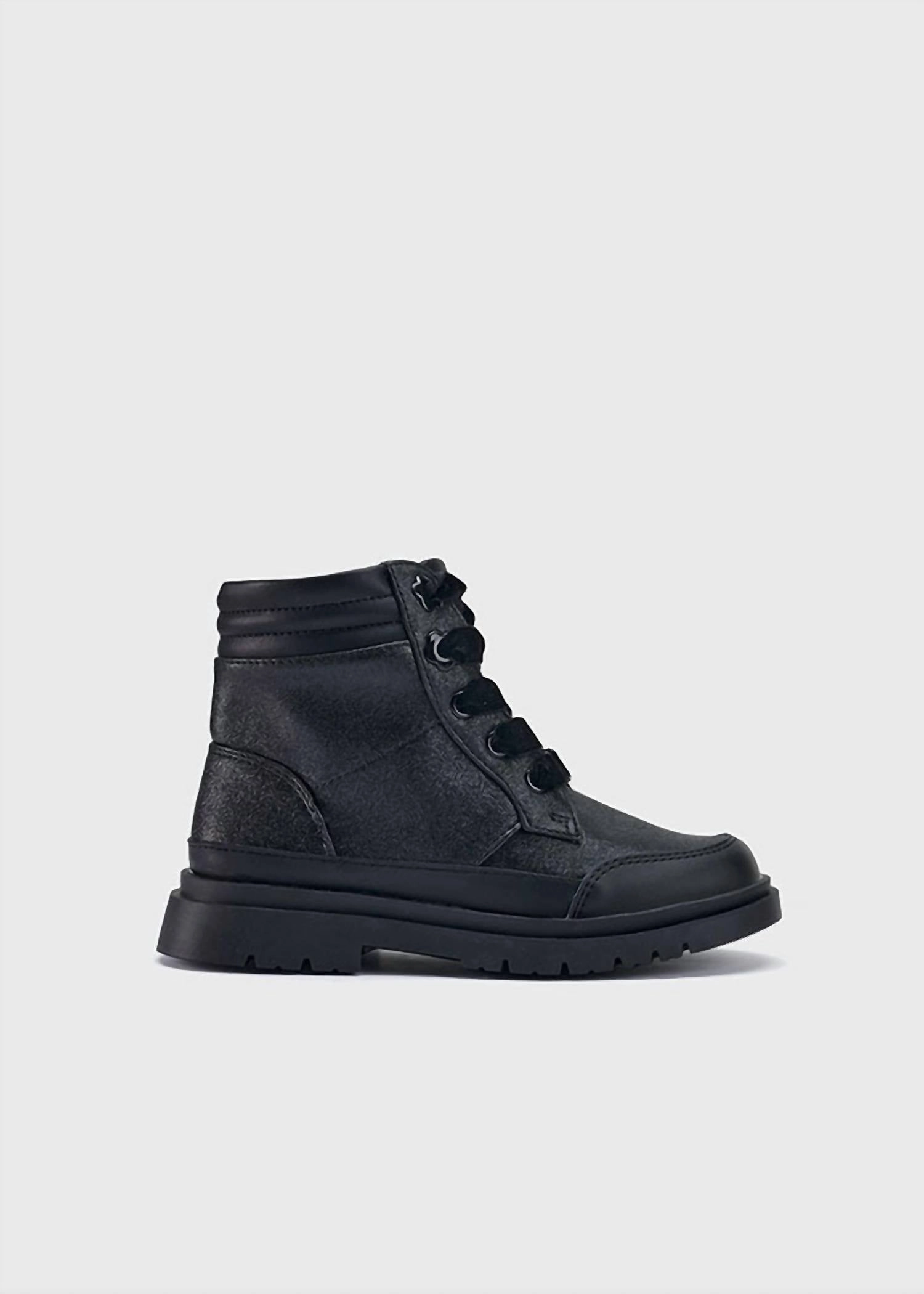 Kid's Glitter Biker Bootie Mid In Black Glitter Outdoors Ready