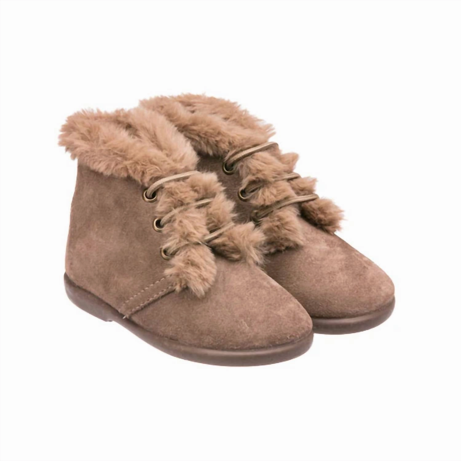 Kid's Teddy Bootie With Laces Suede In Mink Luxe sole Breathe Easy