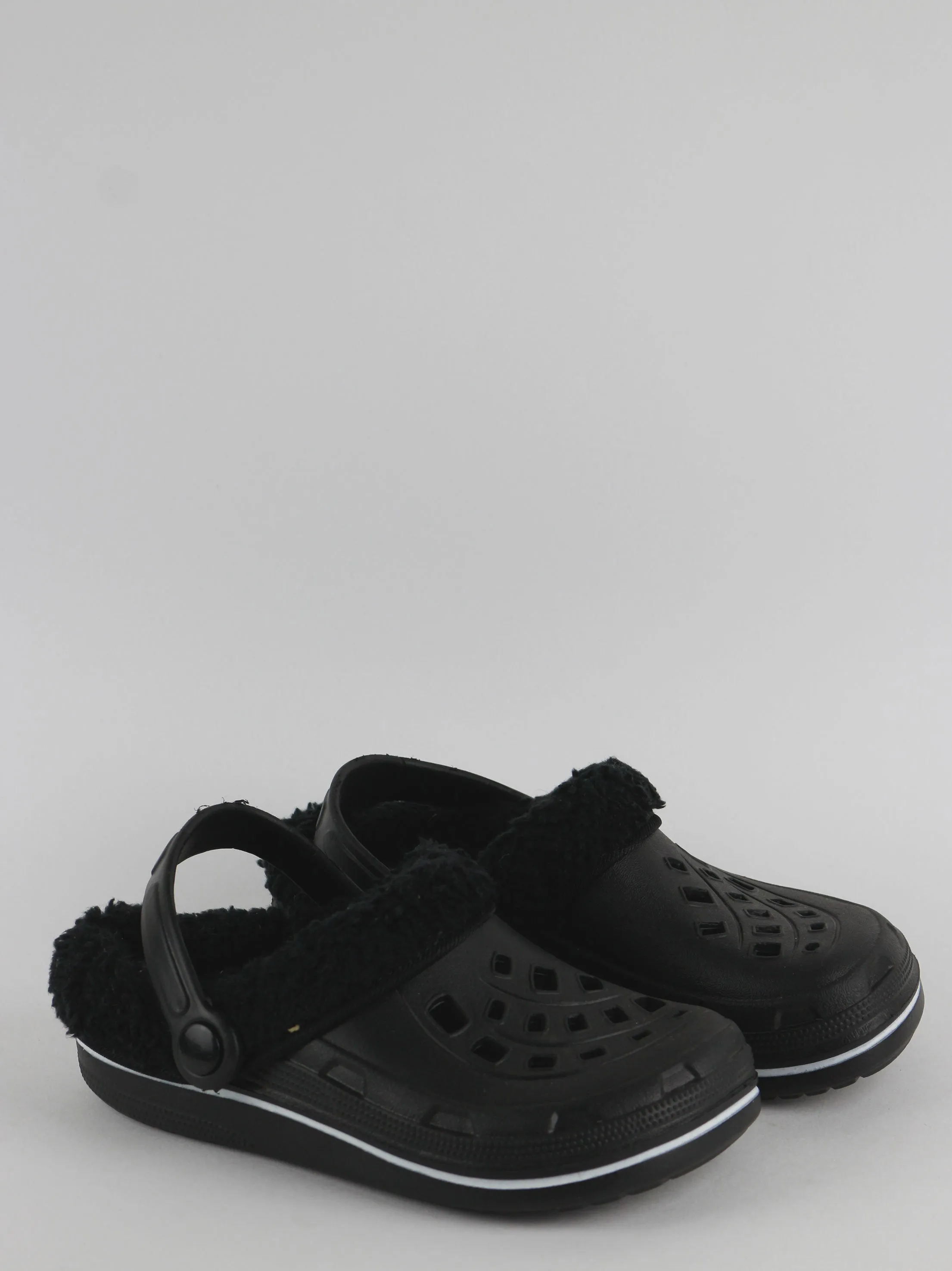 Kids Boy Faux Fur Unisex Crocs,Black