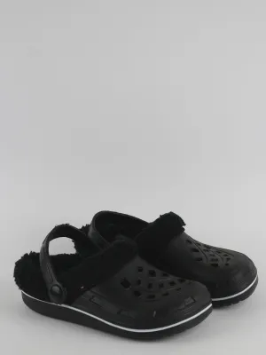 Kids Boy Faux Fur Unisex Crocs,Black