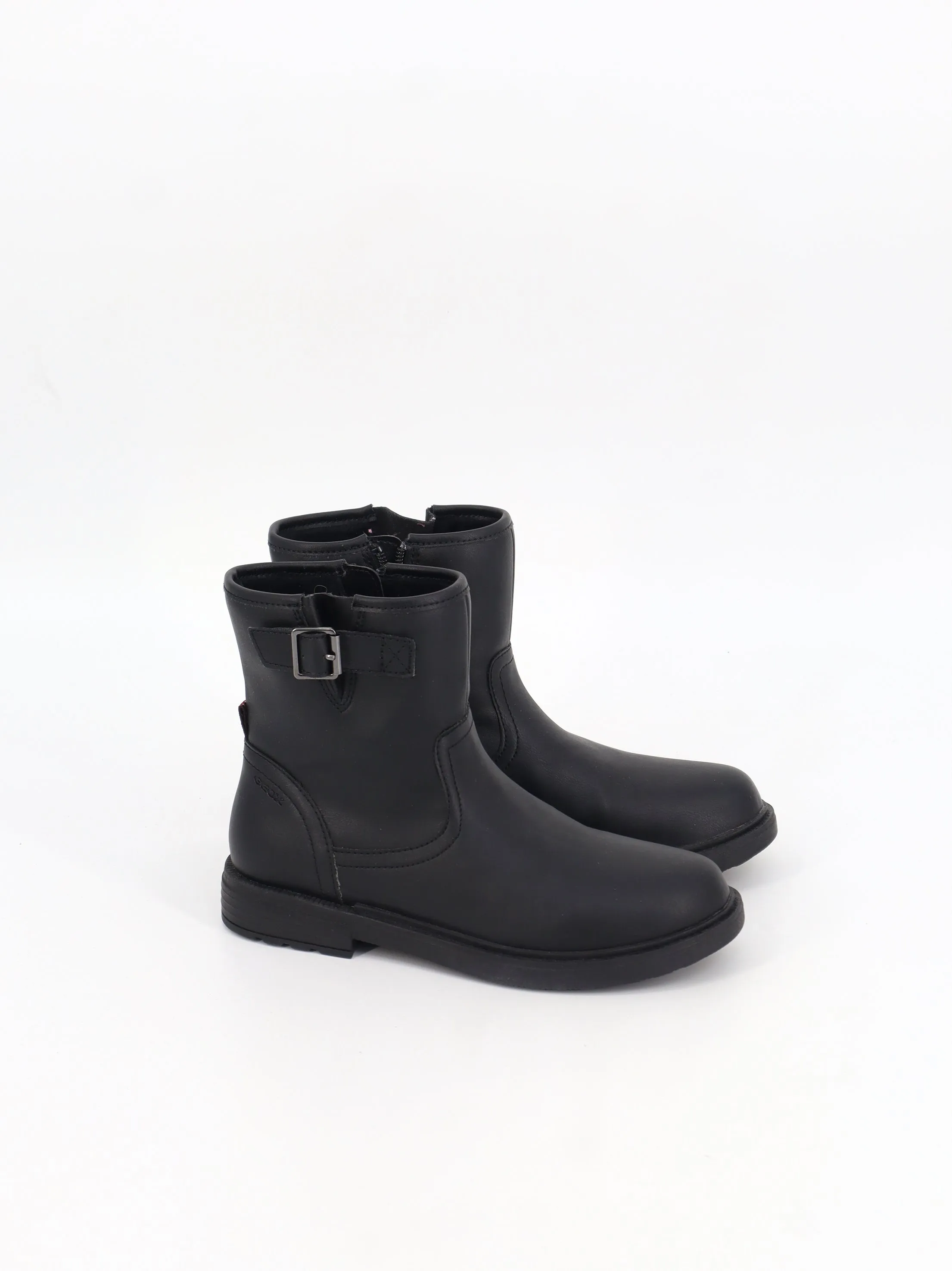 Kids Girl's Plain Leather Ankle Boots,Black