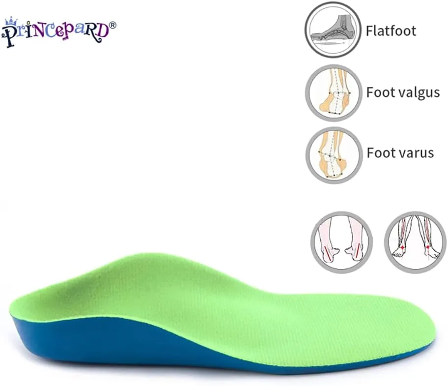 Kids Orthopedic Insoles,Shoe Inserts Orthotics Comfort Arch Support, Shock Absorbing Active Childrens Inner Soles for Heel, Arch, Flat Feet, Under/Over Pronation