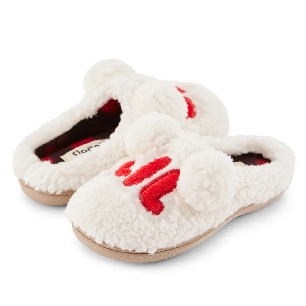 Kids "Lil" Fuzzy Faux Sherpa Clog Slipper w/ Buffalo plaid lining