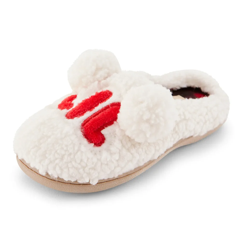 Kids "Lil" Fuzzy Faux Sherpa Clog Slipper w/ Buffalo plaid lining