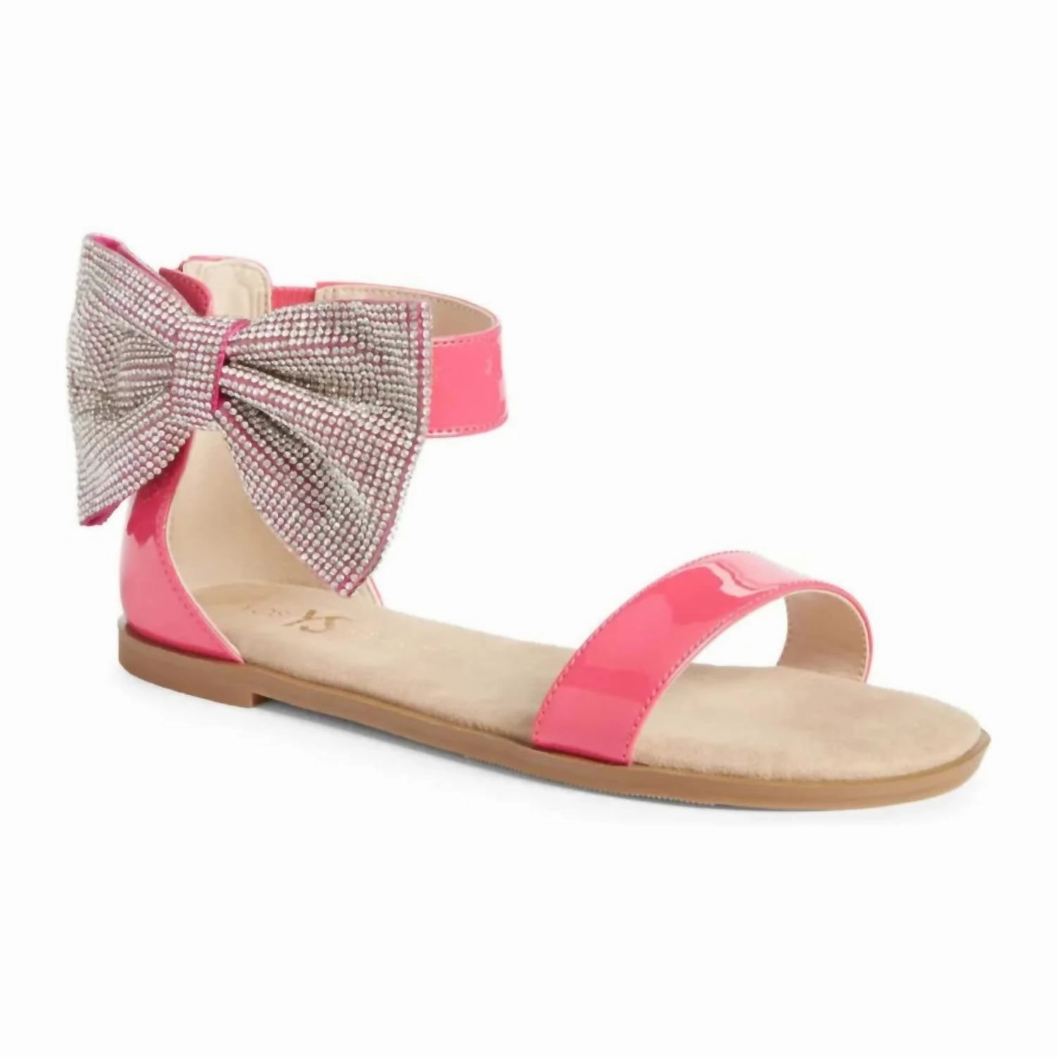 Kids Miss Cambelle Crystal Bow Sandal In Hot Pink Patent All-day Comfort