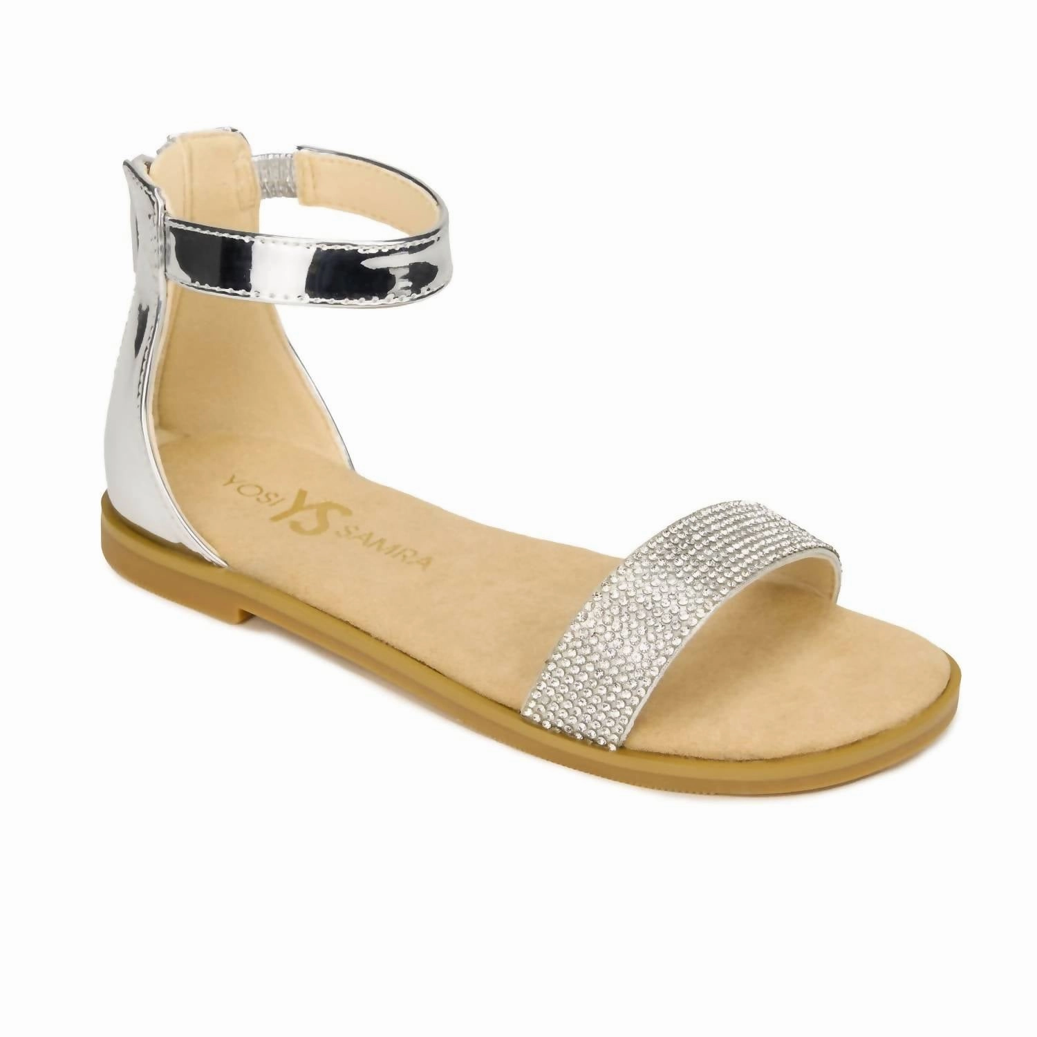 Durable touch Weather Resistant Finish Kids Miss Cambelle Sandal In Silver Crystal
