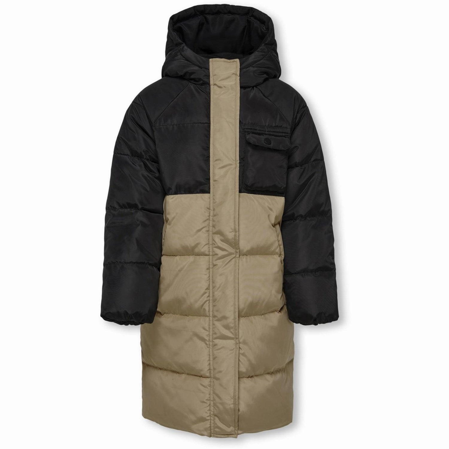 kids ONLY Black Newbecca Long Puffer Jacket ReflectiveTrimDetails Tailored Silhouette