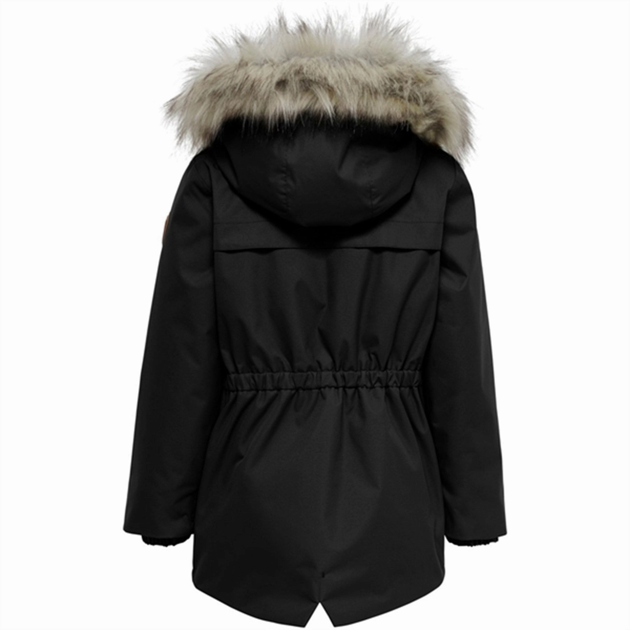 kids only Black Newliva Waterproof Fur Parka Coat WaterResistantCoating Heat Sealed Zippers