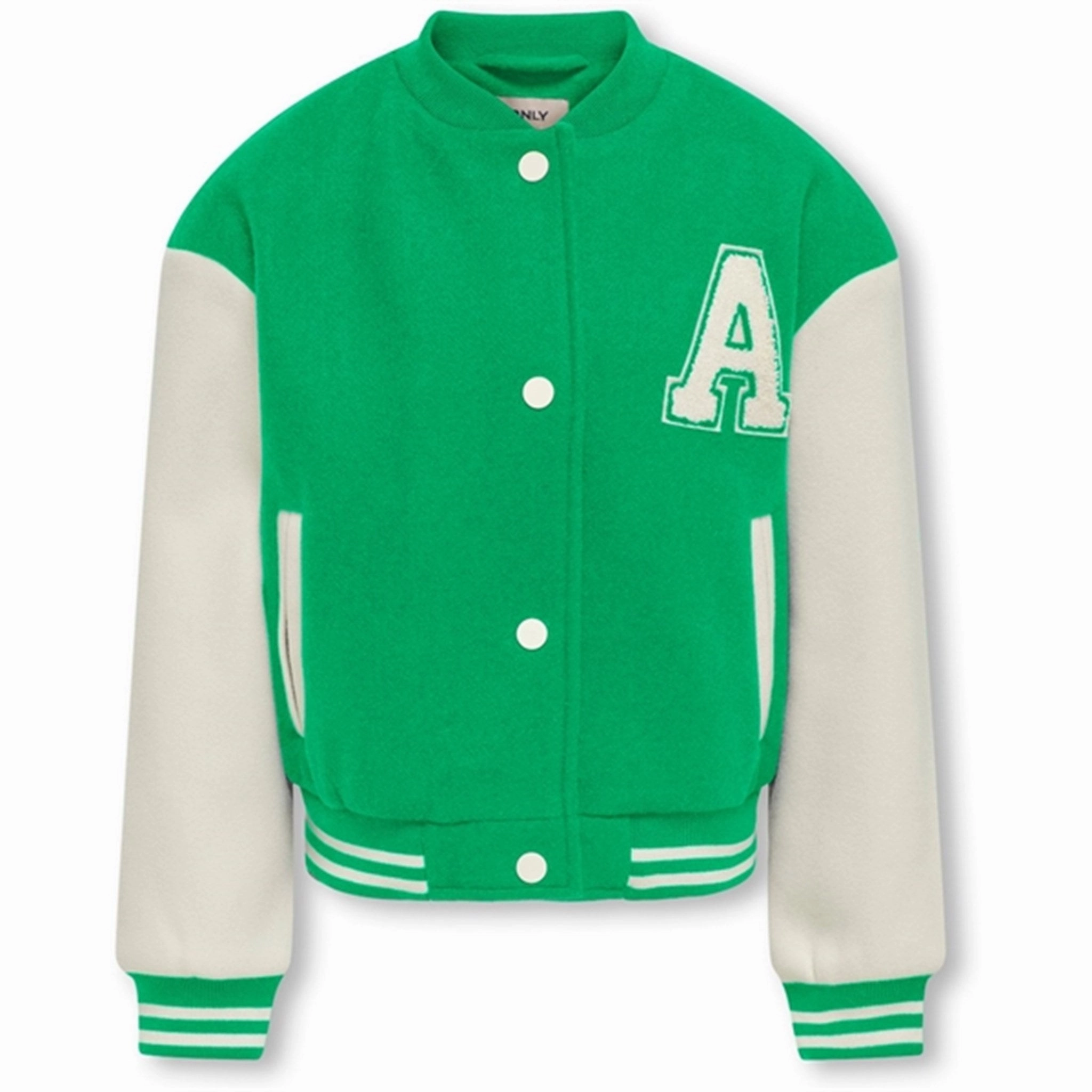 Sustainable Recycled Material DoubleLayeredHem Kids ONLY Green Bee Cloud Dancer Silja Life Bomber Jacket