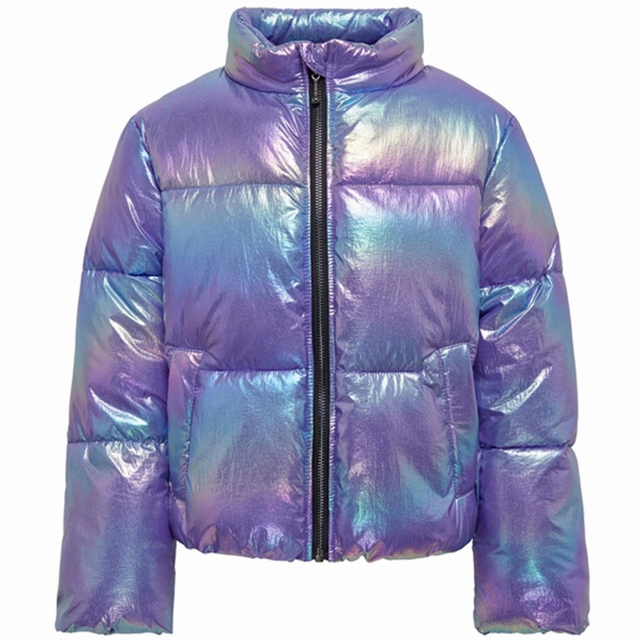 NonIrritatingLining Glow In The Dark Accents Kids ONLY Purple Opulence Metallic Celine Short Quilted Jacket