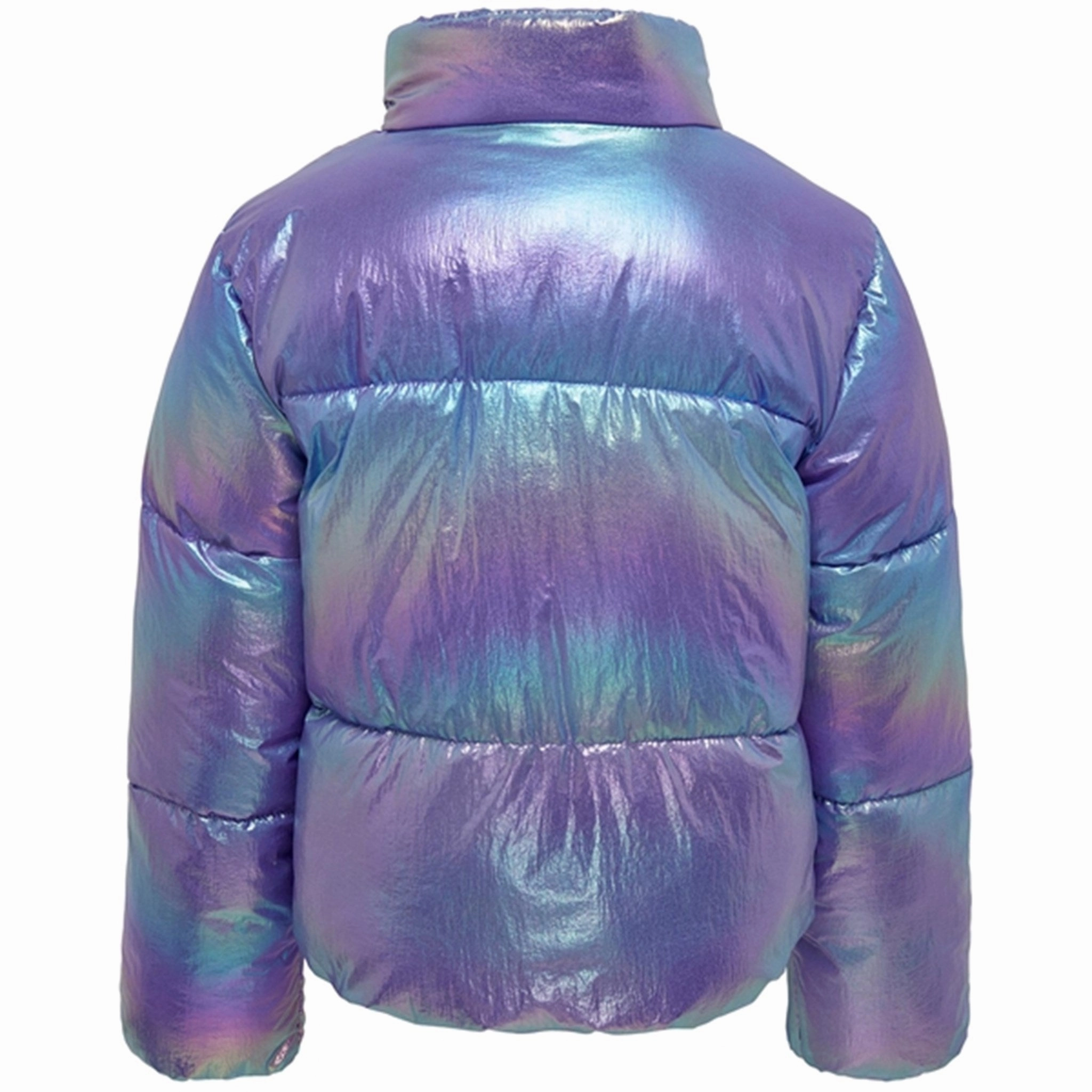 Kids ONLY Purple Opulence Metallic Celine Short Quilted Jacket Day Hike Style Hidden Ventilation Zones