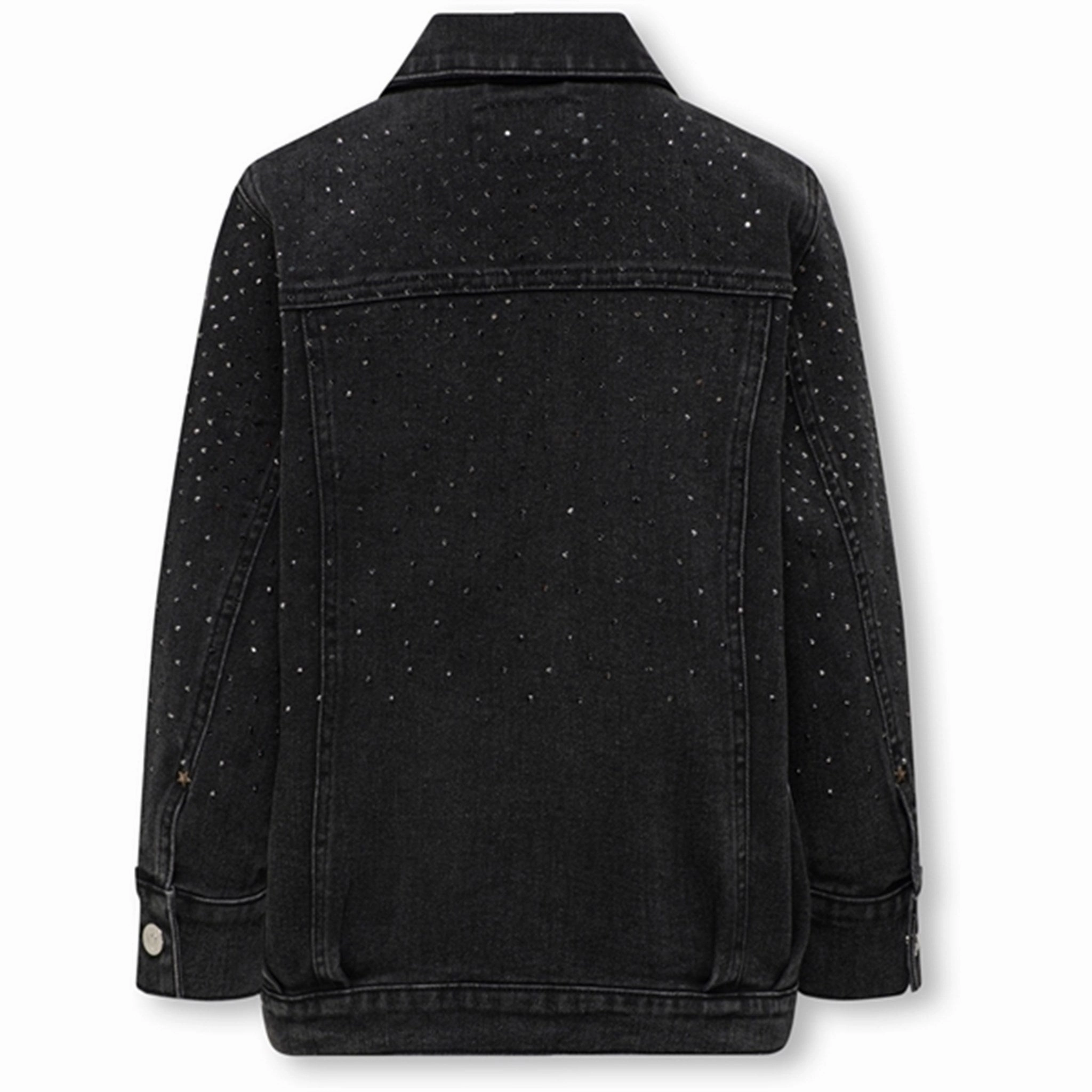 Drop Tail Hem Kids ONLY Washed Black Jagger Rhinsten Denim Jacket