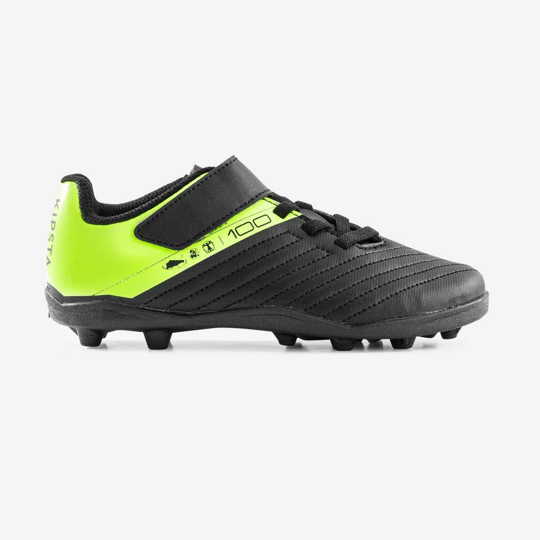 Kipsta Agility 100 Kid's Soccer Boots - Hard Ground - Black/Yellow