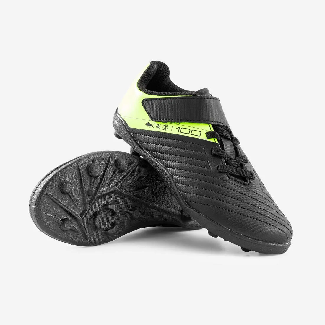 Kipsta Agility 100 Kid's Soccer Boots - Hard Ground - Black/Yellow